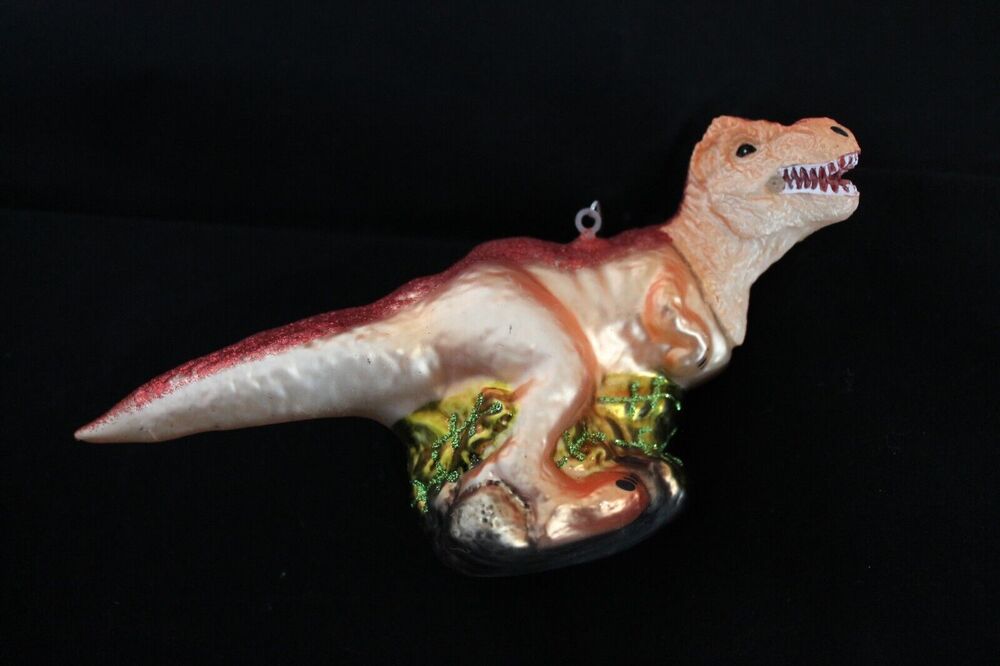 Robert Stanley TYRANNOSAURUS REX T-REX Orange Dinosaur Blown Glass Ornament
